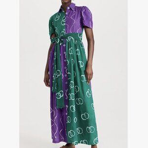 NWT Elisa Mama Asake Dress – XS – Colorblock Green & Purple